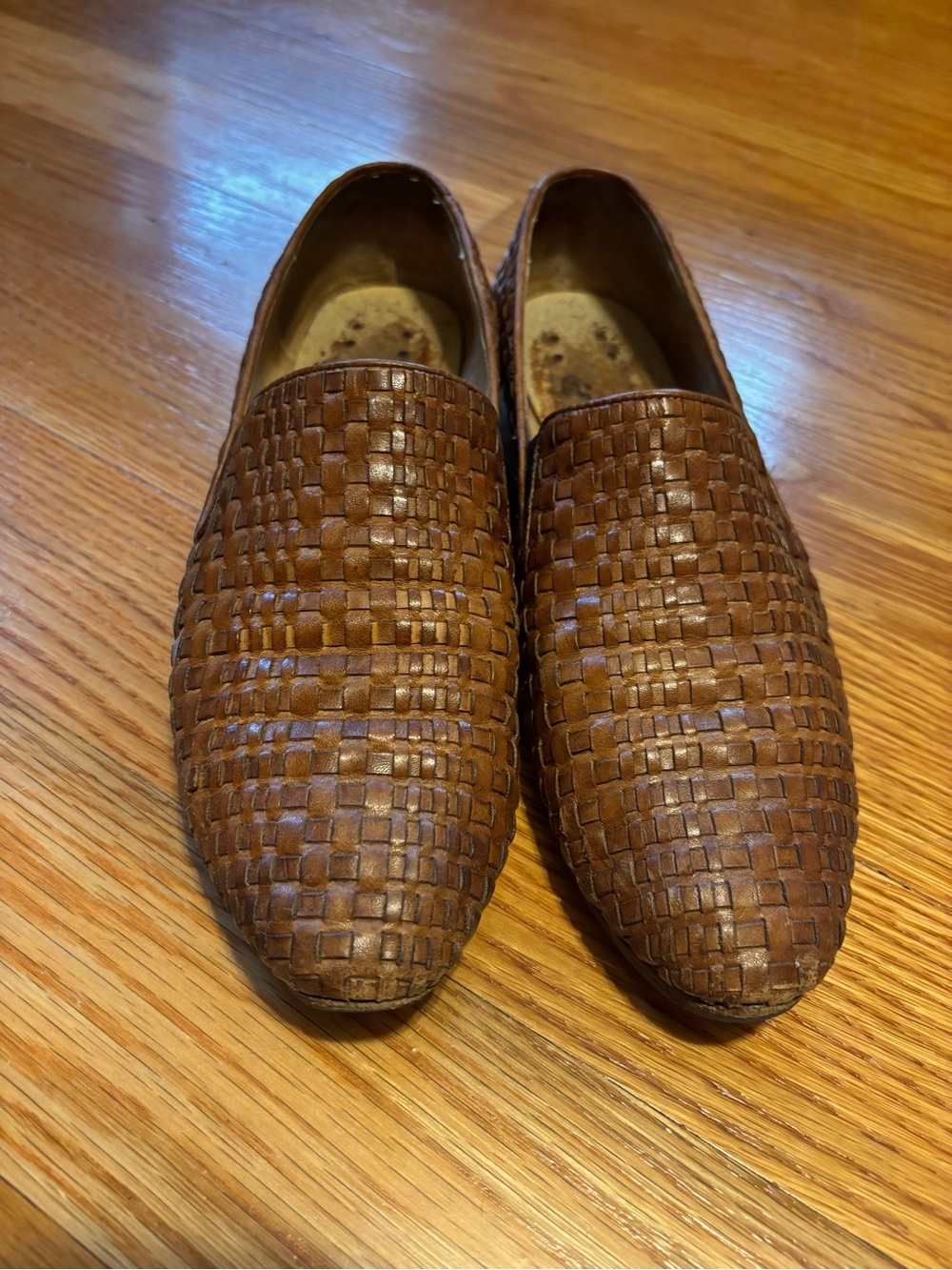 Vintage Woven Leather Slip-On Loafers (missing insoles - see details)